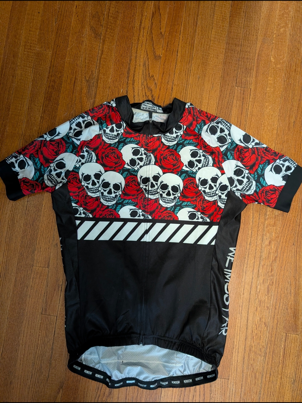 Weimostar Women's Black & Red Skull Rose Cycling Jersey